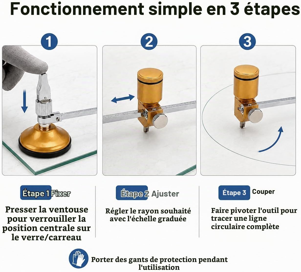 Compás de carpintero para baldosas de cerámica y vidrio (60 cm) con ...