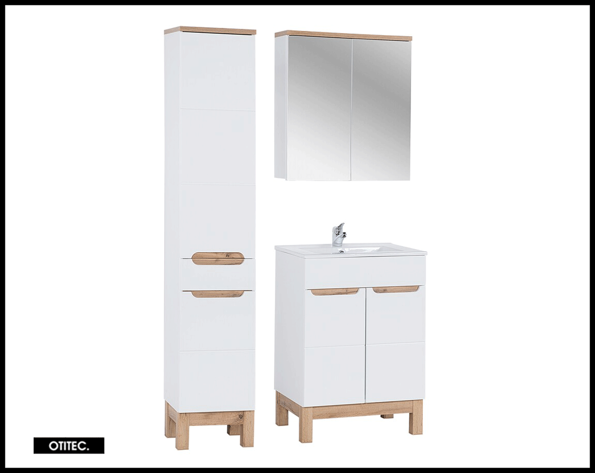 Ensemble meuble de salle de bain - 60 cm - avec vasque à encastrer