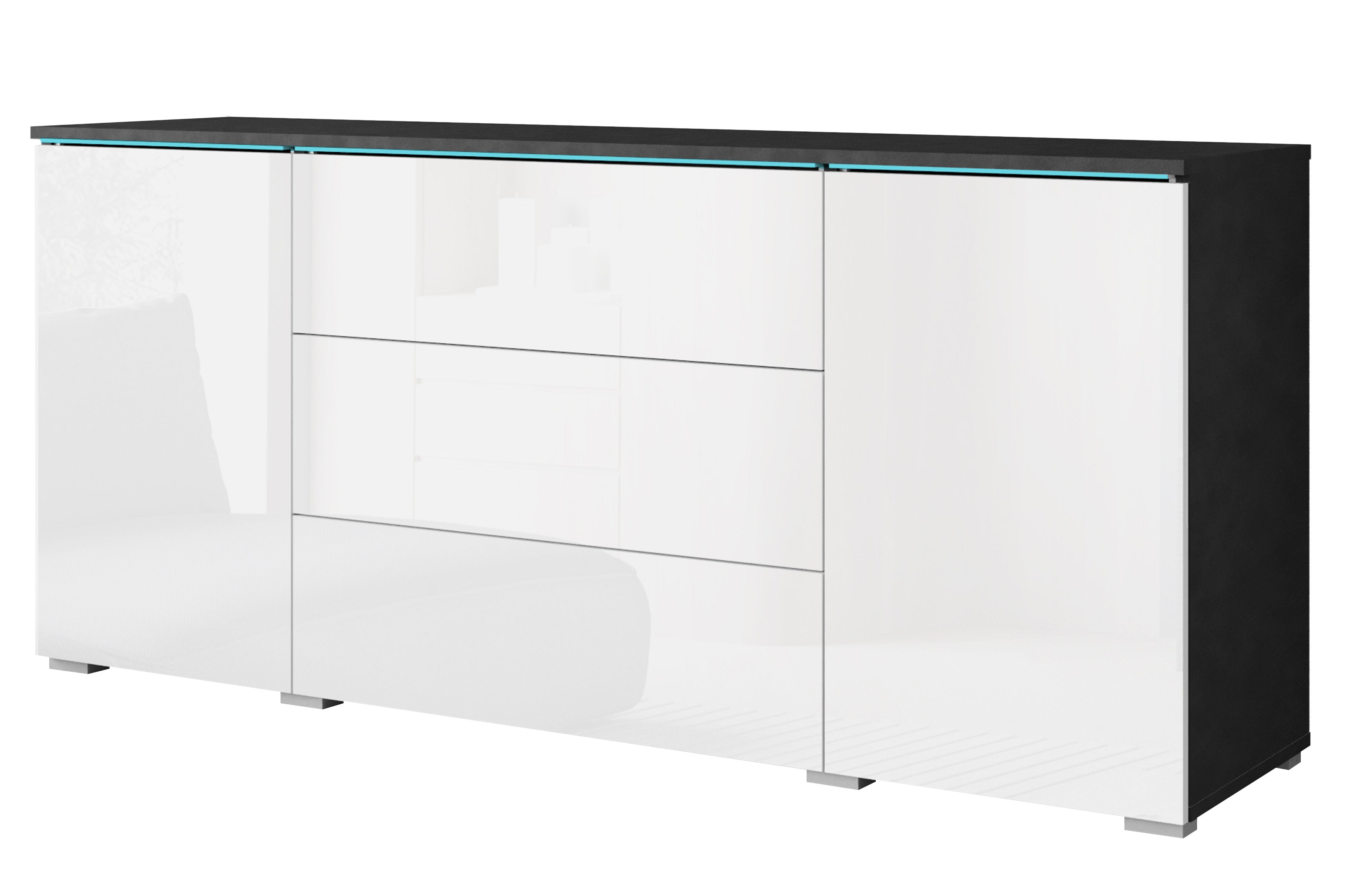 Komoda VEVE 150 cm w kolorze matera/biały połysk