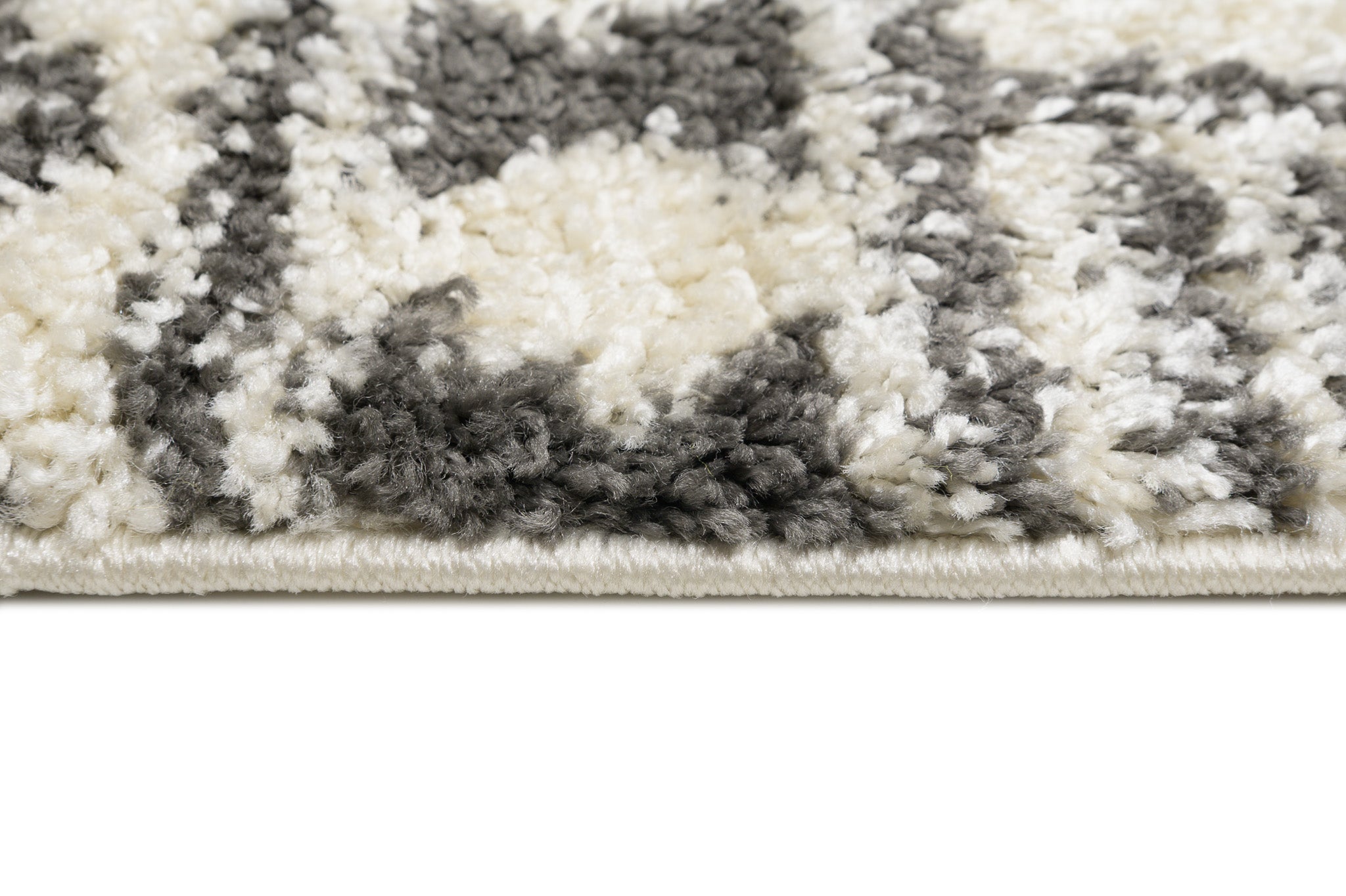 TAPISO Delhi Tappeto Shaggy Moderno Morbido Soggiorno Salotto Panna Grigio Etnico Geometrico Rombi Astratto 60 x 100 cm - 5