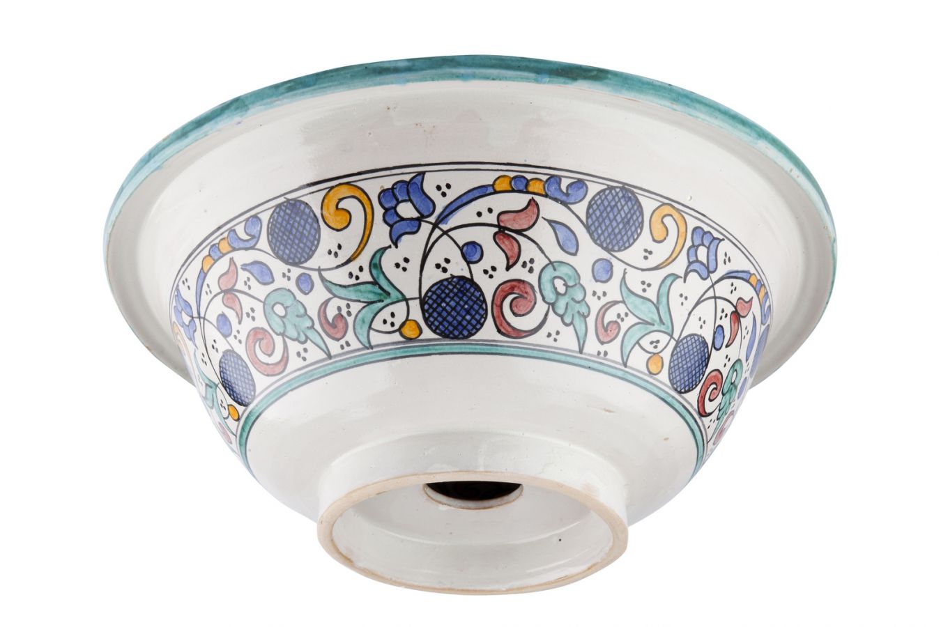 Vasque Céramique Ronde Marocaine V3 – Évier Lave-Main à Poser Ou Encastrer Avec Bonde