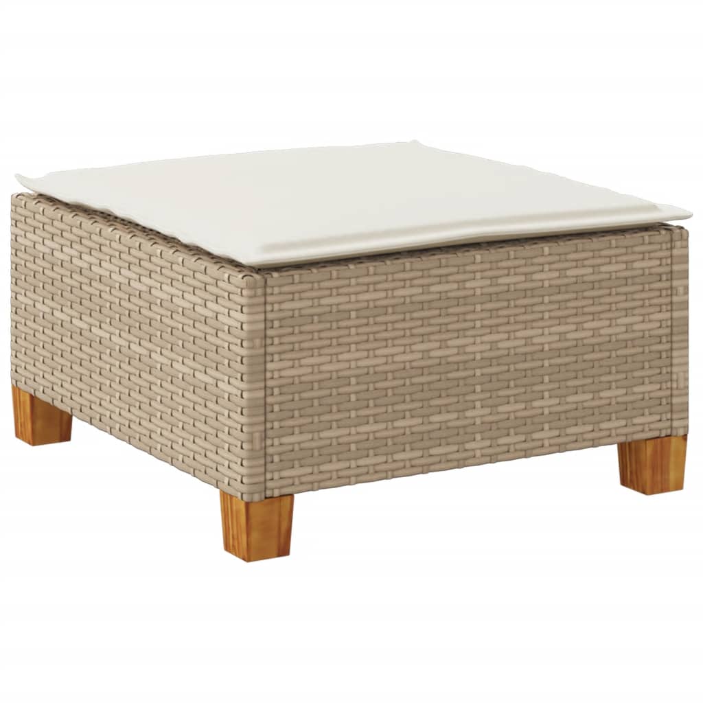 Taburete de jardín y cojín ratán sintético beige 63,5x56x32 cm vidaXL - 6