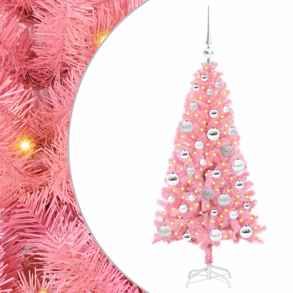 Choinka z 150 diodami LED z podstawą Różowy 120 cm PVC