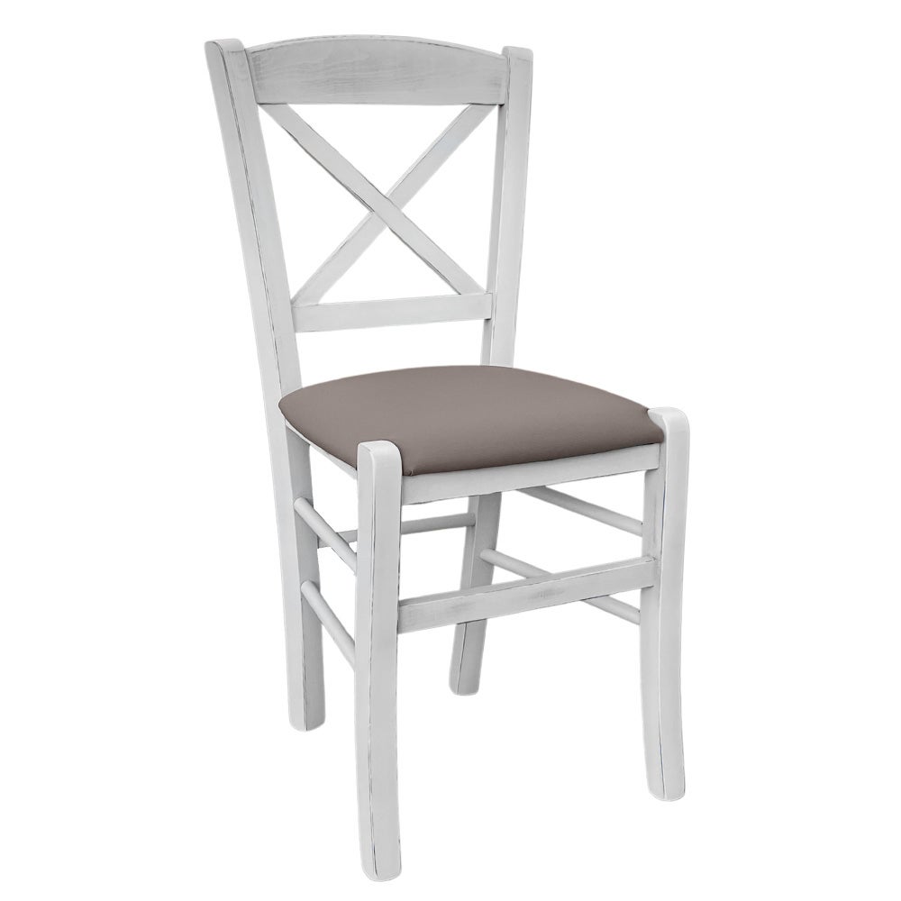 Chaise Blanche Style Shabby Chic Venise Croisée En Bois - Assemblée - Hauteur 86 Cm - Neuf