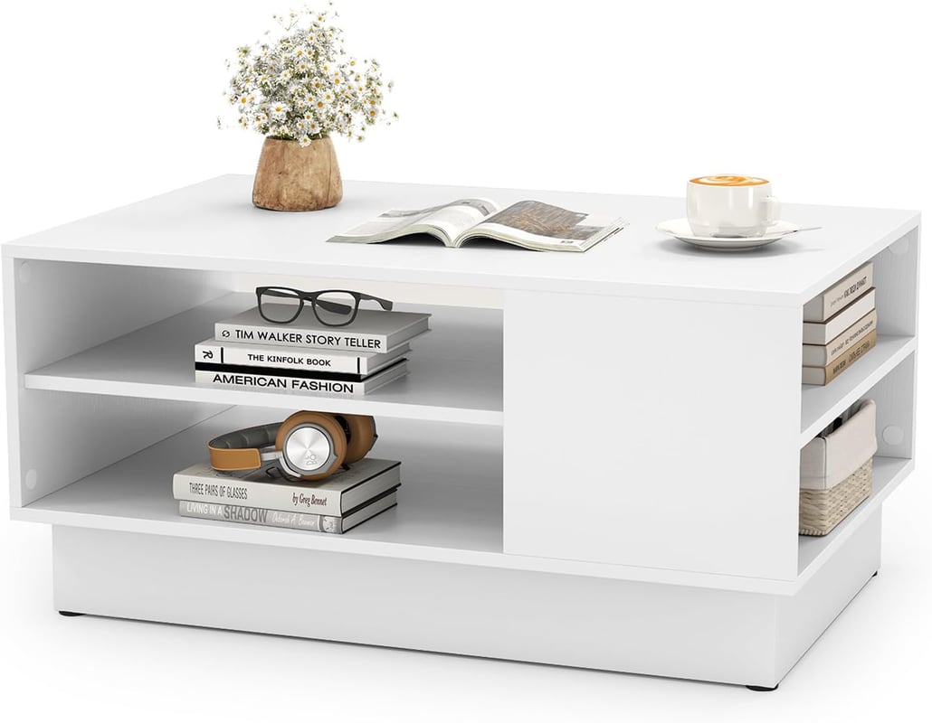 Stolik kawowy, drewniany, do salonu z miejscem do przechowywania,stolik kawowy do salonu, pokoju recepcyjnego i salonu, 86 x 56 x 41 cm, nowoczesny