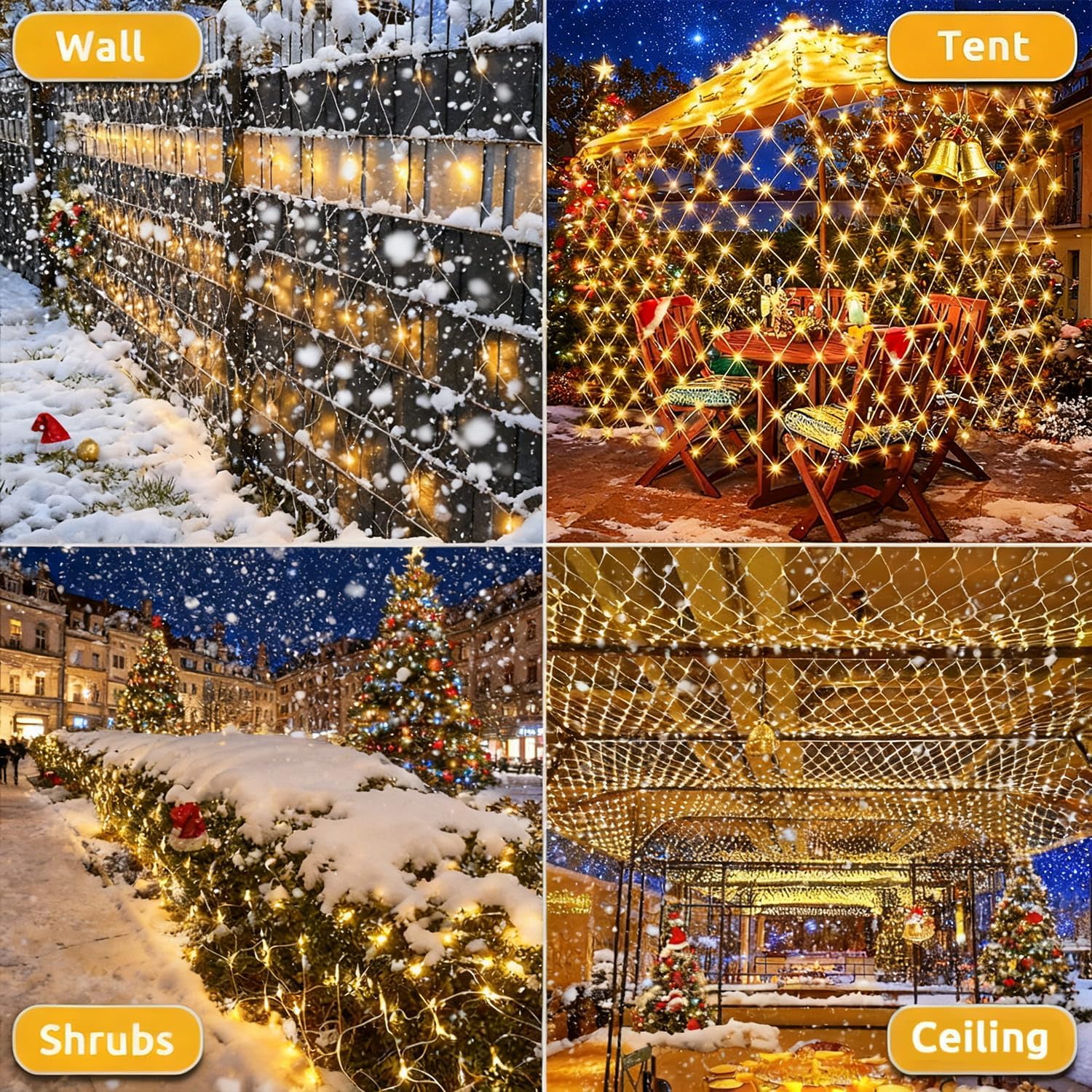 Luci a catena per esterni 2x2M, 160 luci da soffitto a LED con spina, timer, 8 modalità, luci a catena natalizie IP44, bianco caldo - 2