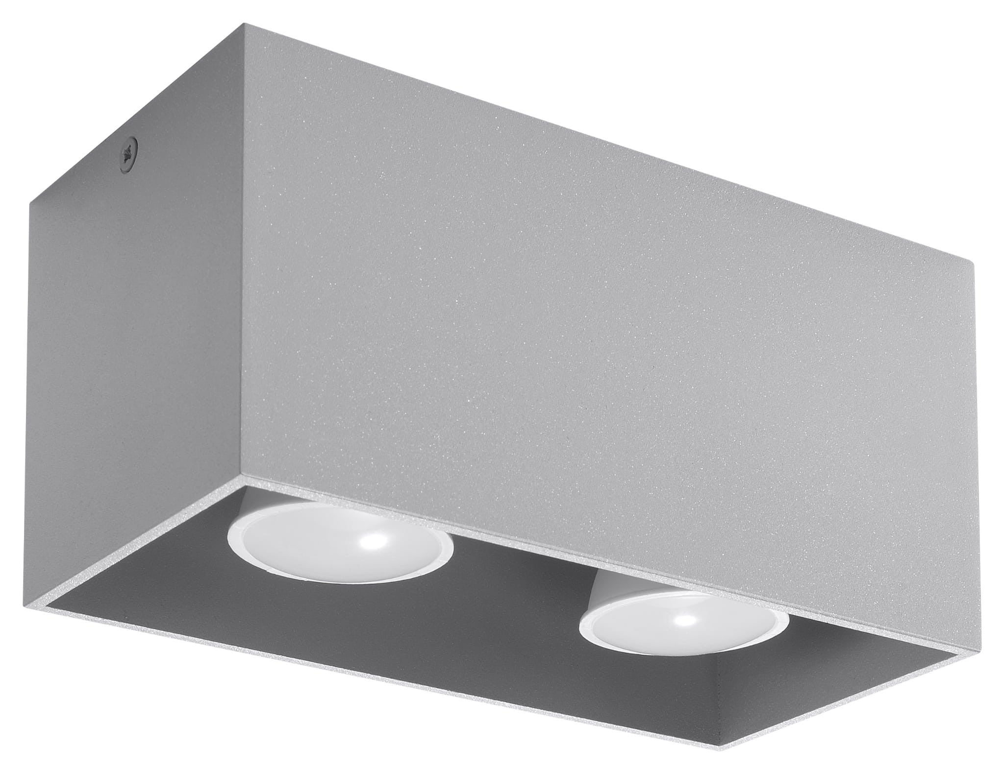 Reflektor sufitowy spot natynkowy Quad prostokątny szary 2xGU10x40W wym: 20 x 10 cm metal Sollux Lighting