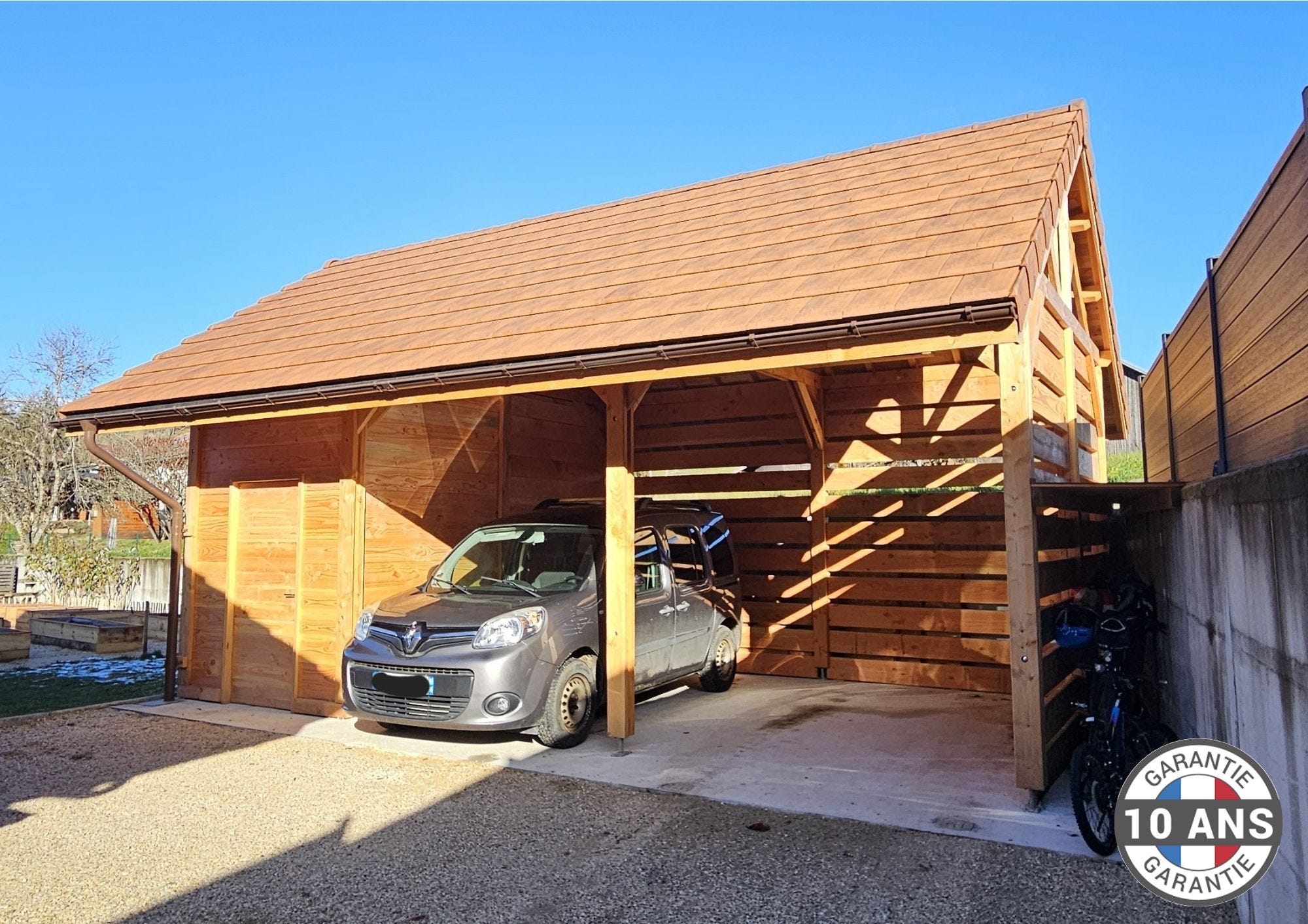 Carport Deux Pentes 300cm X 800cm Bois DOUGLAS Fran ais Charpente En carport-deux-pentes-300cm-x-800cm-bois-douglas-fran-ais-charpente-en