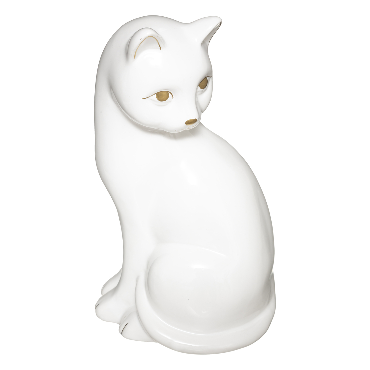 Estatuilla gato - cerámica - blanco - h26 cm - atmosphera créateur d'intérieur
