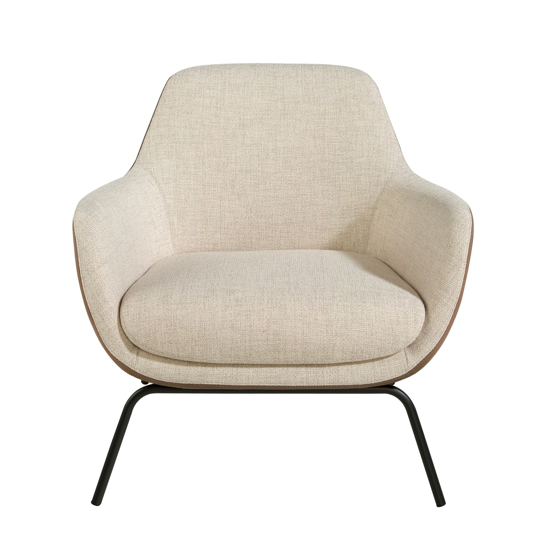 ANGEL CERDA Fauteuil en tissu crème et similicuir marron - 3