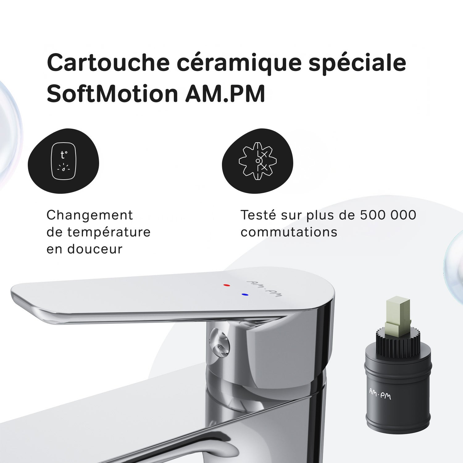 Mitigeur de lavabo, Robinet de Lavabo, avec bonde clic clac, Robinet de lave-mains, Chromé, taille L, FTA92200 AM.PM - 4