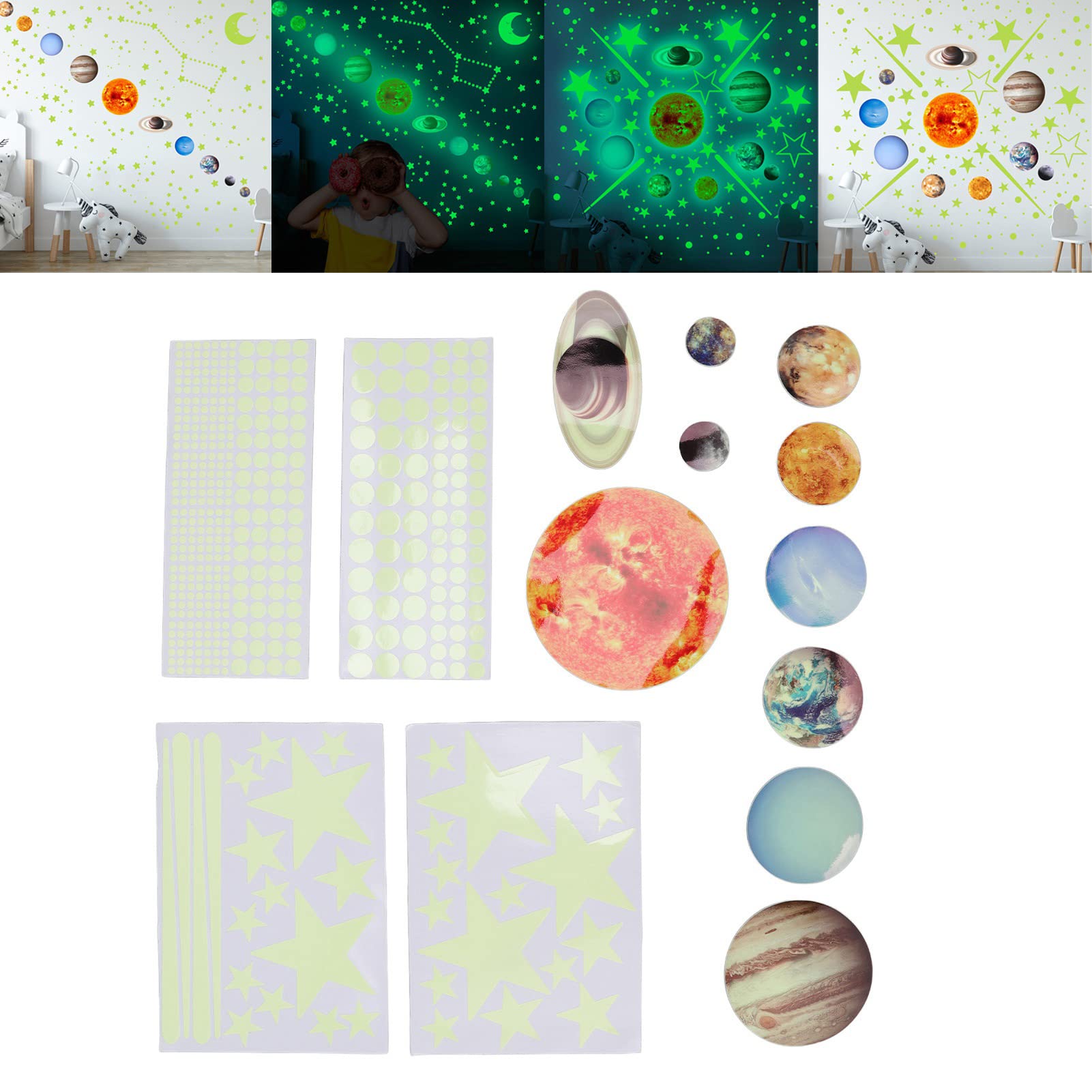 Adesivi Per Stelle Fluorescenti 25 Adesivi Fluorescenti Stelle Luminose Al Buio Per Parete E Soffitto - Effetto Camuffamento Verde, Tema Artistico Stelle Fluorescenti Cameretta