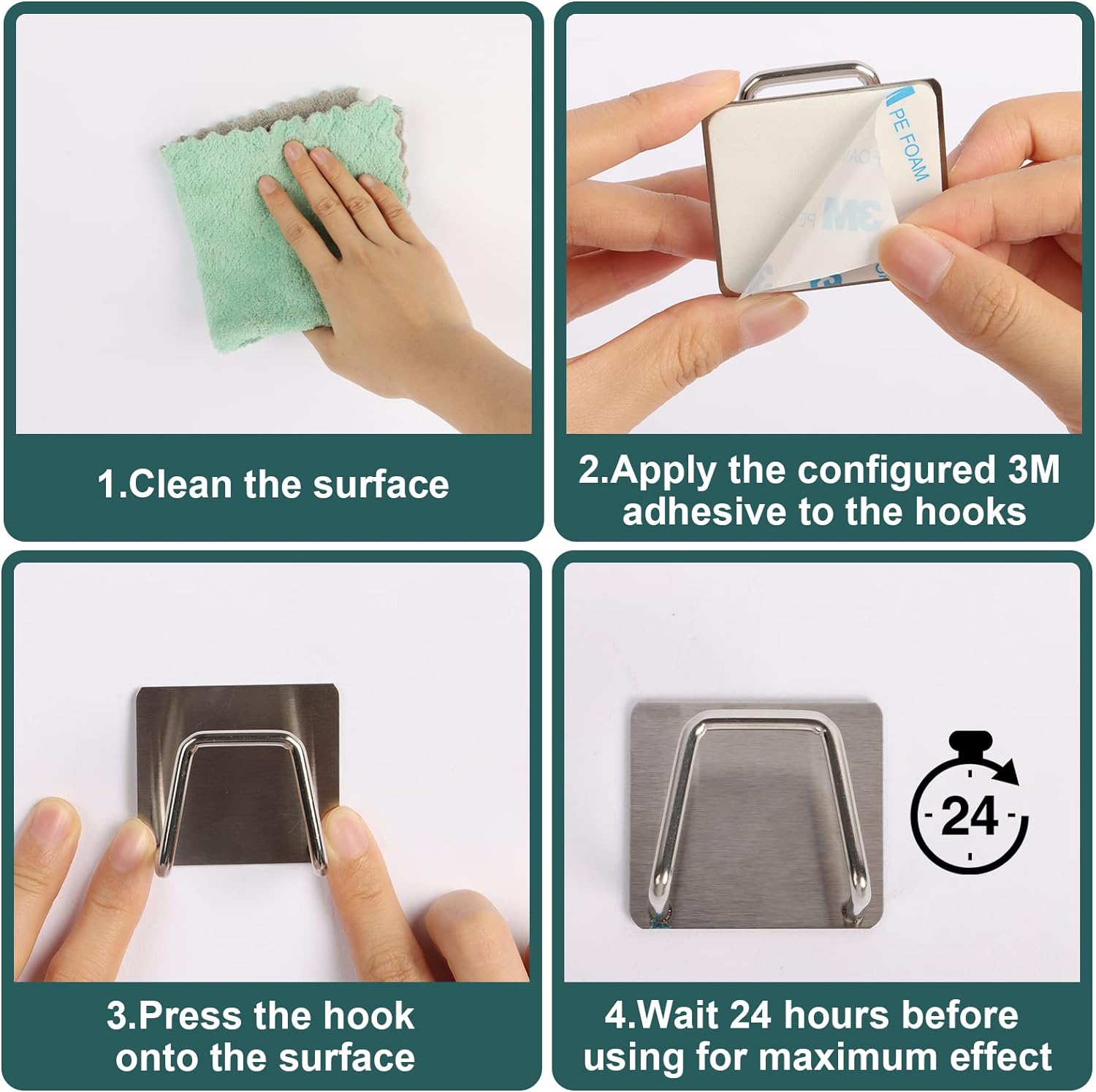 Paquet de 4 porte-éponges, porte-éponge à vaisselle en acier inoxydable, support d'éponge antirouille pour évier de cuisine, argent mat - 4