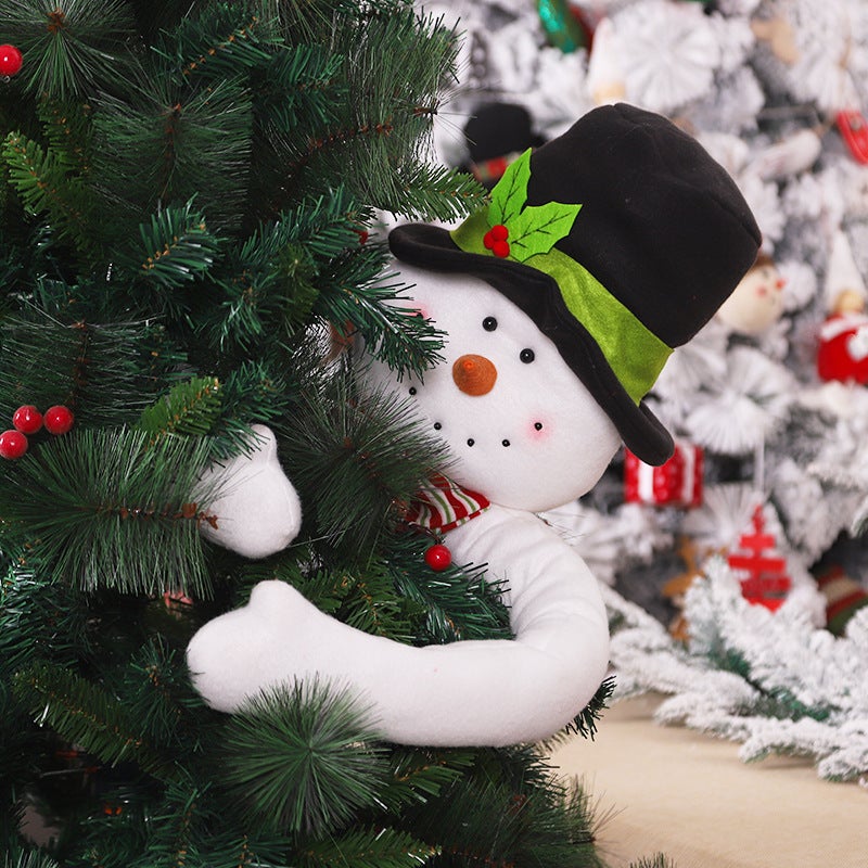 Lot de 2 décorations de sapin de Noël, décorations de Noël, bonhomme de neige Père Noël avec bras articulés, décorations de sapin de Noël - 5