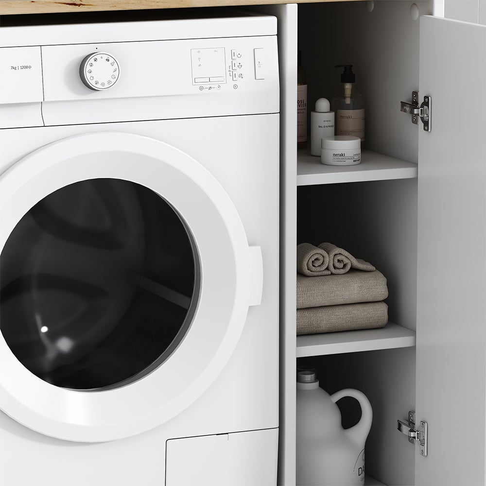 Vicco Armario para lavadora Lavik, Blanco, 93.5 x 88.5 cm con 3 compartimentos - 5