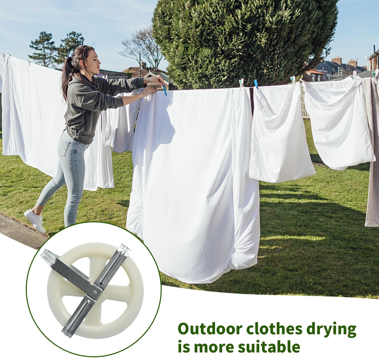2 Pièces Poulie Corde Linge Renvoi Poulies avec Axe Aluminium Antirouille Résistant Aux Intempéries pour Famille Plein Air Ficelle D'extérieur - 6