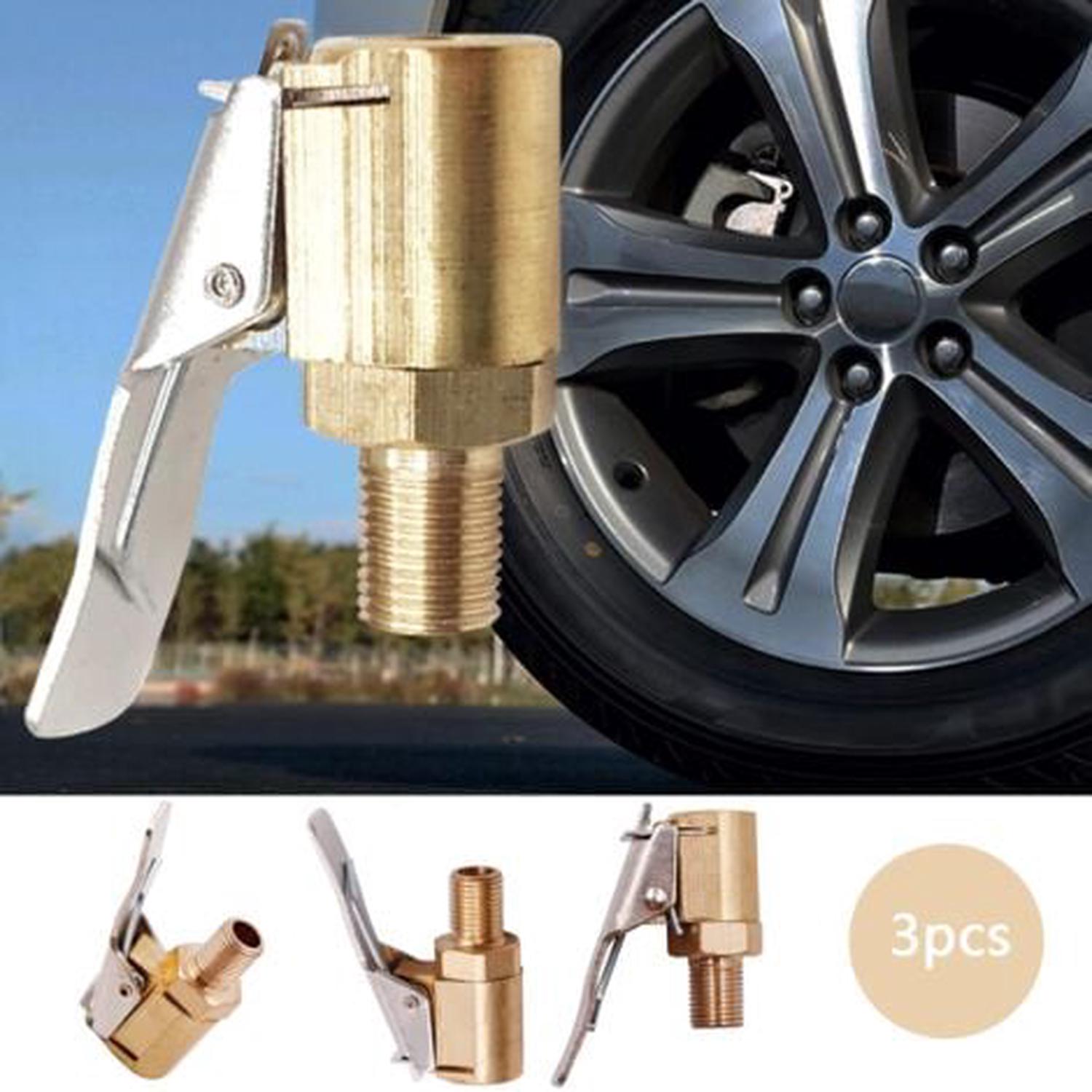 Adaptateur Valve Pneu Voiture 2 Pcs – Laiton Américain/Français Pour Gonfleur Moto & Auto