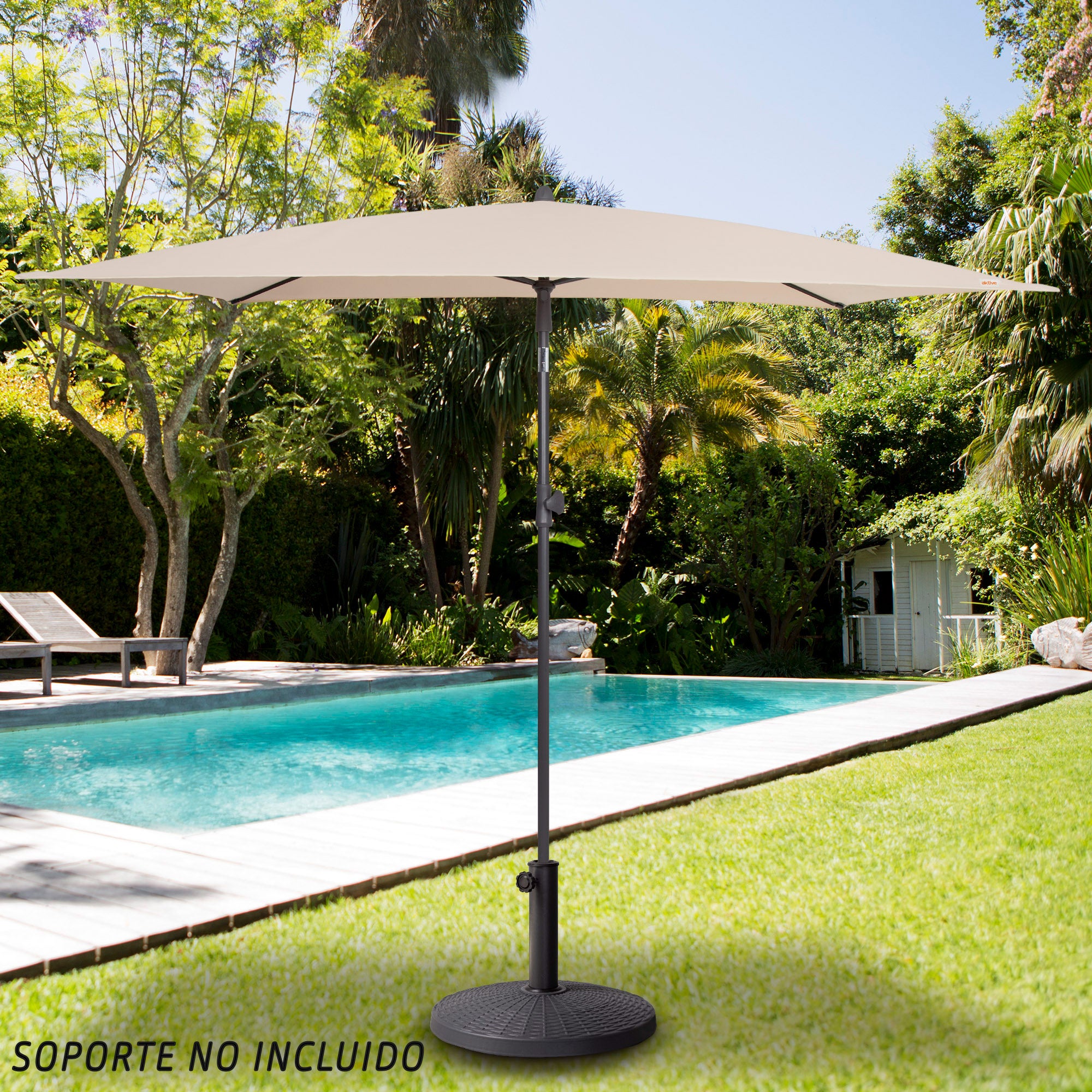 Aktive Parasol jardín rectangular inclinable 200x125 cm crema UV30 - 2