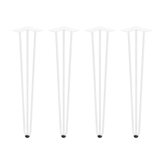 Emuca Lotto di 4 gambe Hairpin a 3 aste per tavolo, altezza 710mm, Acciaio, Verniciato bianco