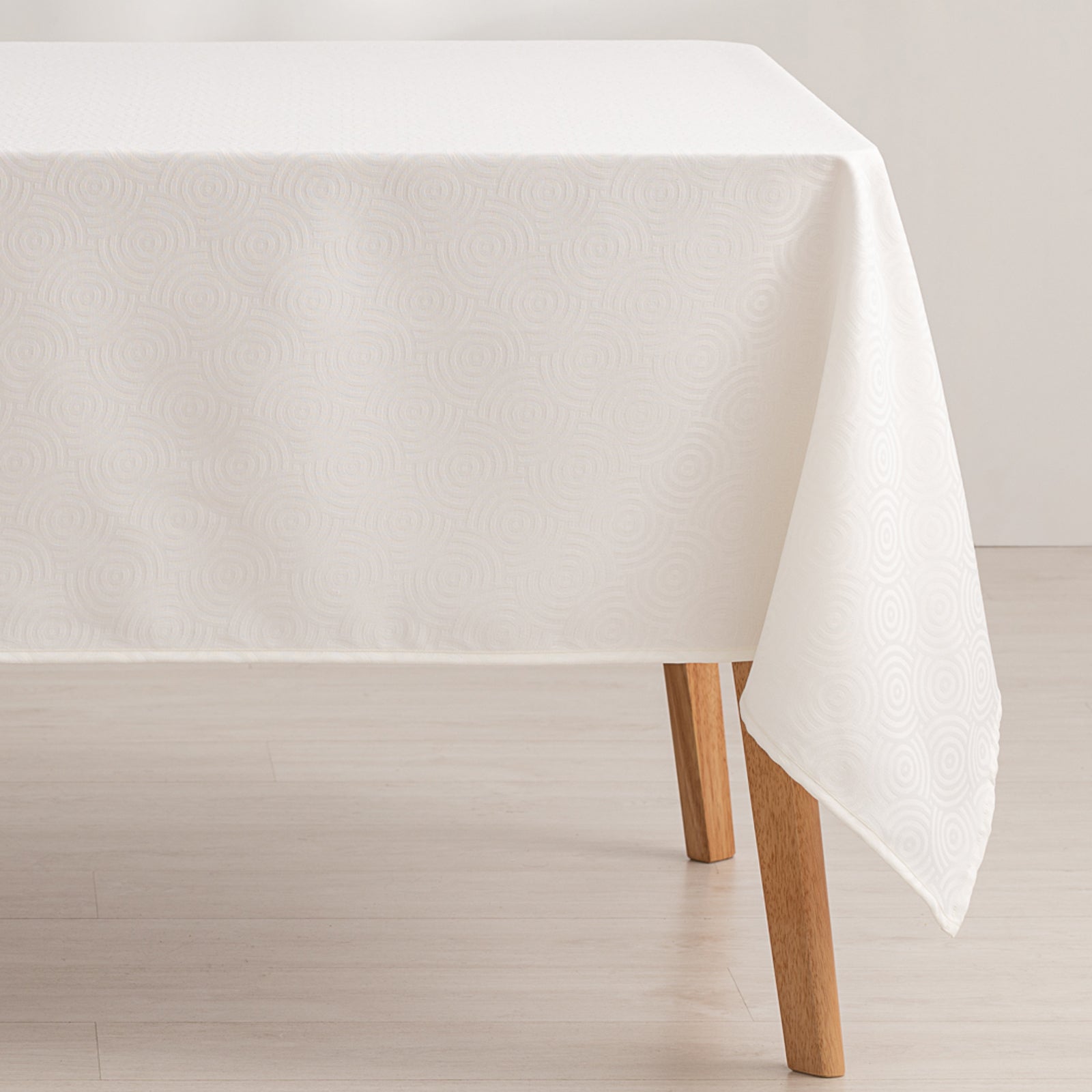 Mantel antimanchas mesa rectangular jacquard impermeable 140x100 cm, tacto tela, color blanco - ring