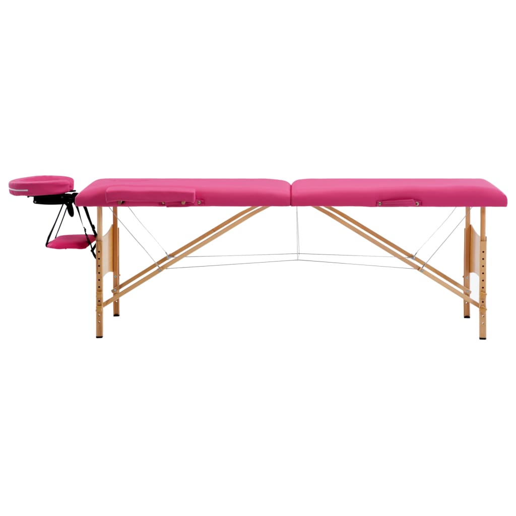 Camilla estética plegable 2 zonas madera rosa