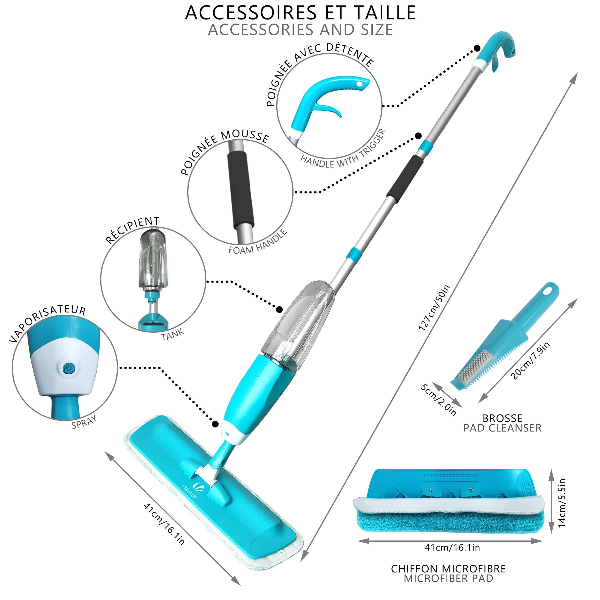Balai vaporisateur lave sol bleu - 6