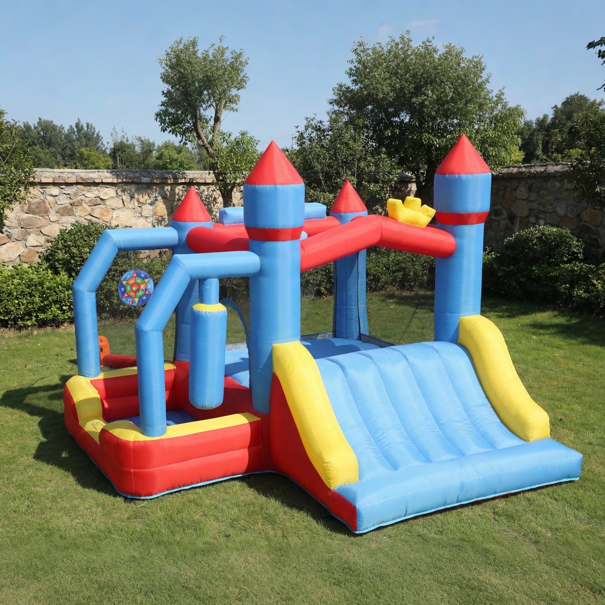 Castelo Insuflável Crianças AIYAPLAY Tecido Oxford, Poliéster Azul 277x270x215 cm - 2