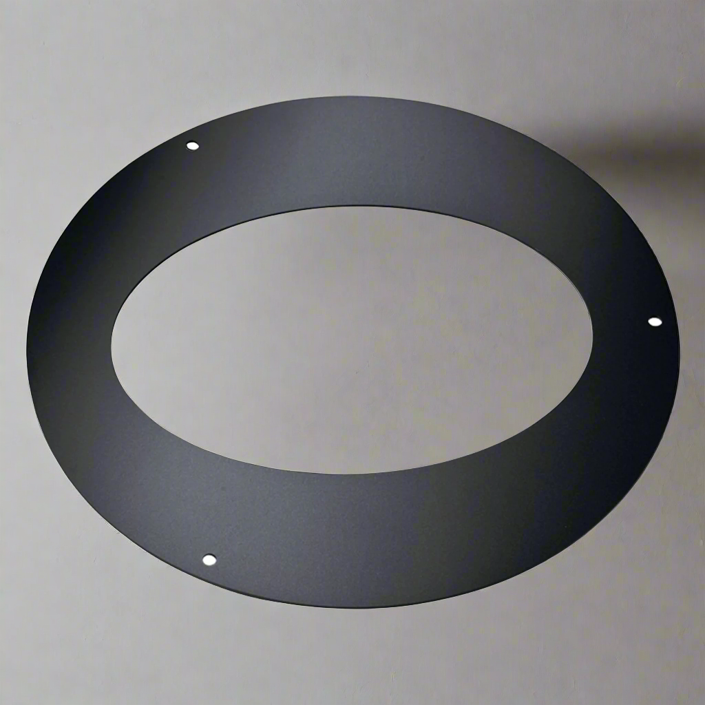 Rosone Ellittico In Acciaio Alluminato Nero Per Canna Fumaria - Spessore 2mm, Inclinazione 45°, Certificato CE - Foto 9