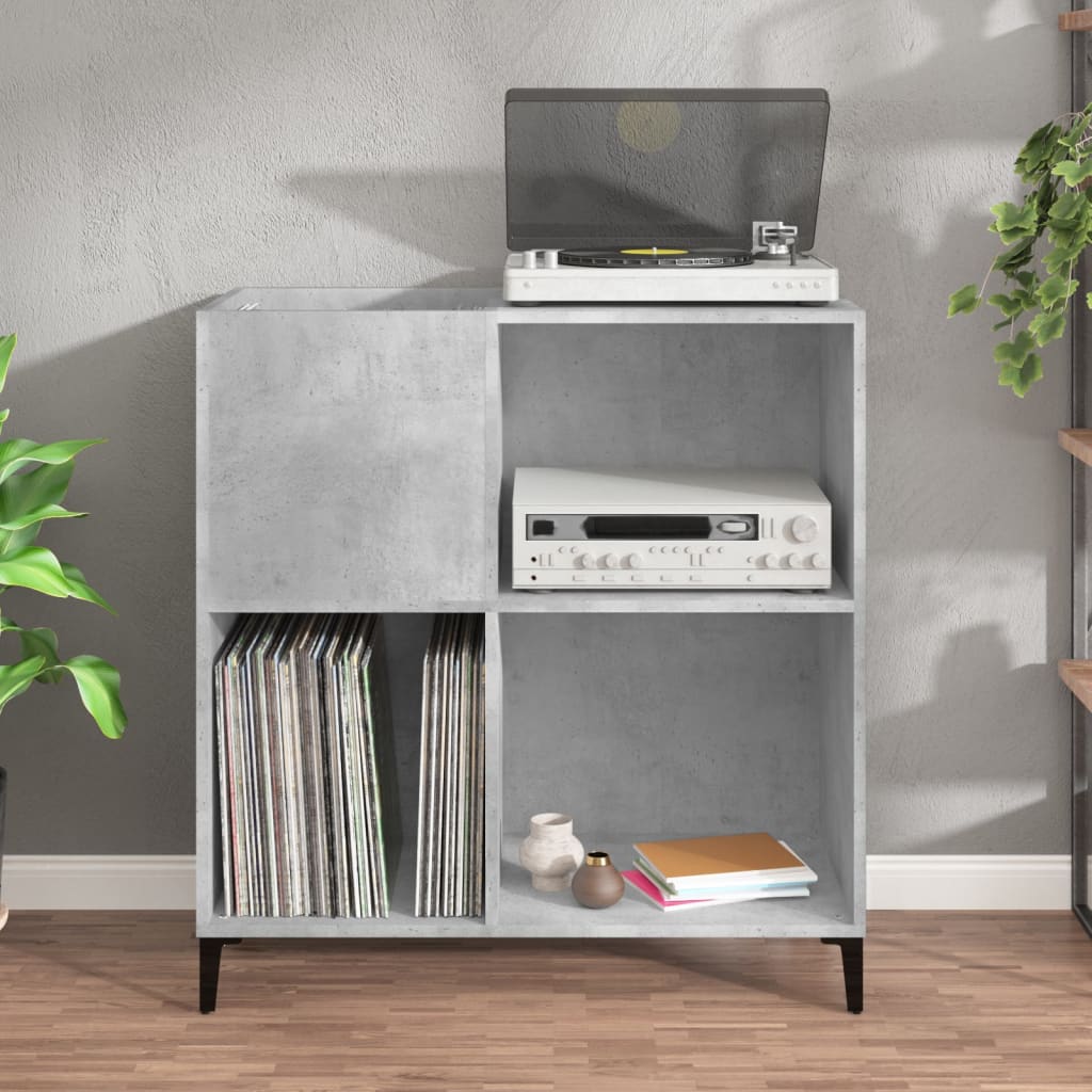 Armário de discos de compensado cinza concreto 84,5x38x89 cm – ComfortXL - 3