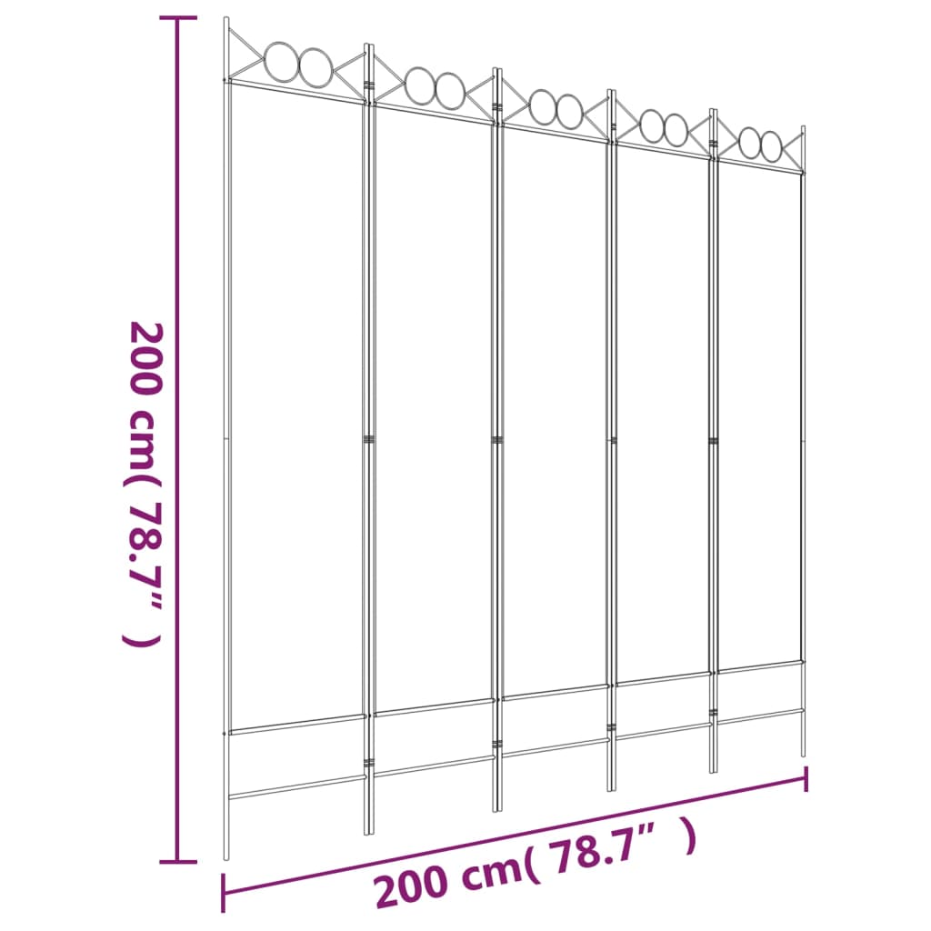 vidaXL Cloison de séparation 5 panneaux Marron 200x200 cm Tissu - 8