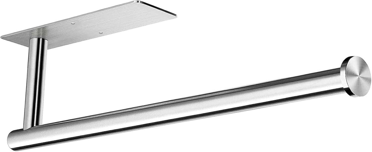 Samoprzylepny uchwyt na ręczniki papierowe, ścienny uchwyt na ręczniki papierowe, uchwyt na papier kuchenny, stal nierdzewna, srebrny kwadrat