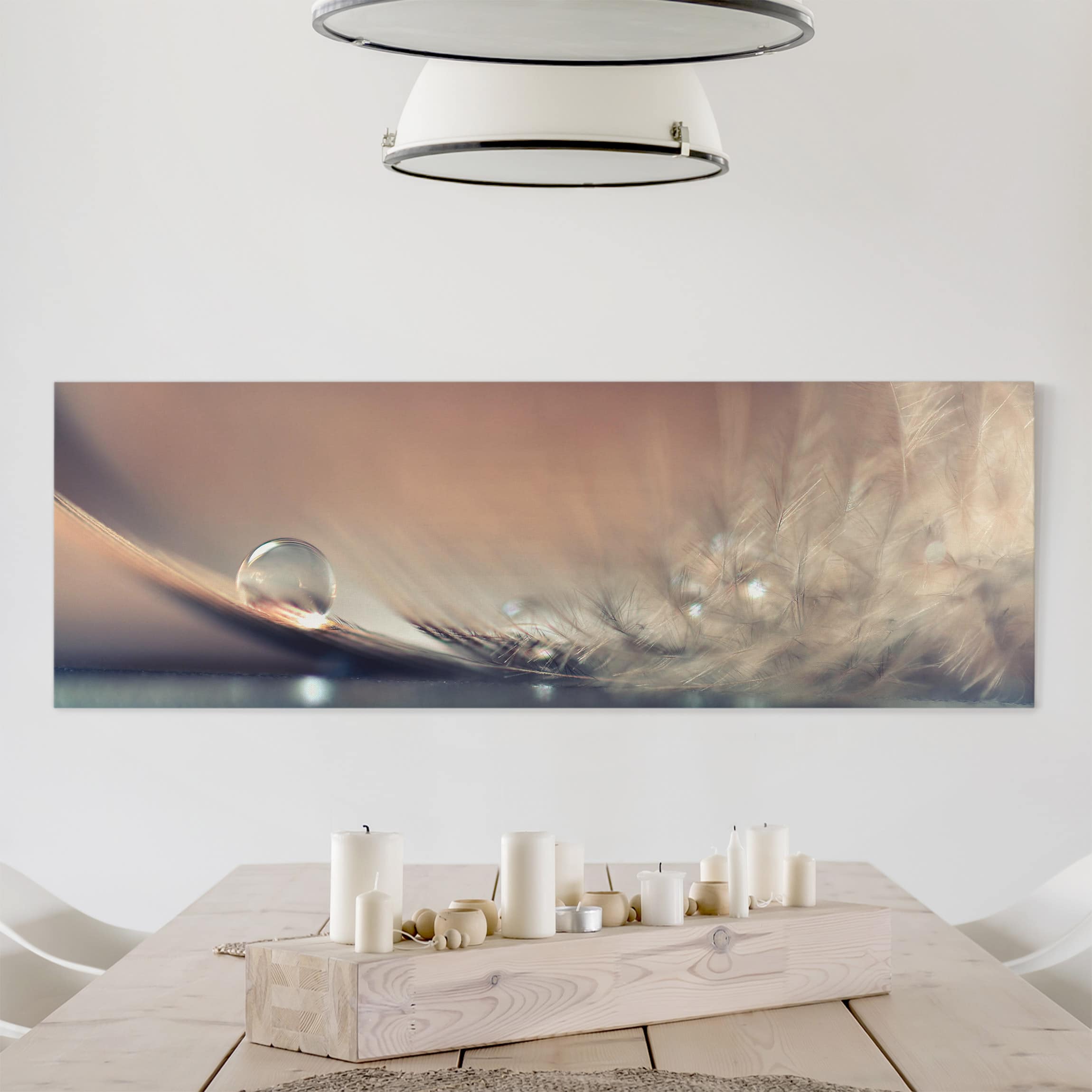 Lienzo cuadro en lienzo bastidor impresion en lienzo beige pluma 242 cuarto de baño cocina dormitorio salón pasillo comedor 90 x 30 cm