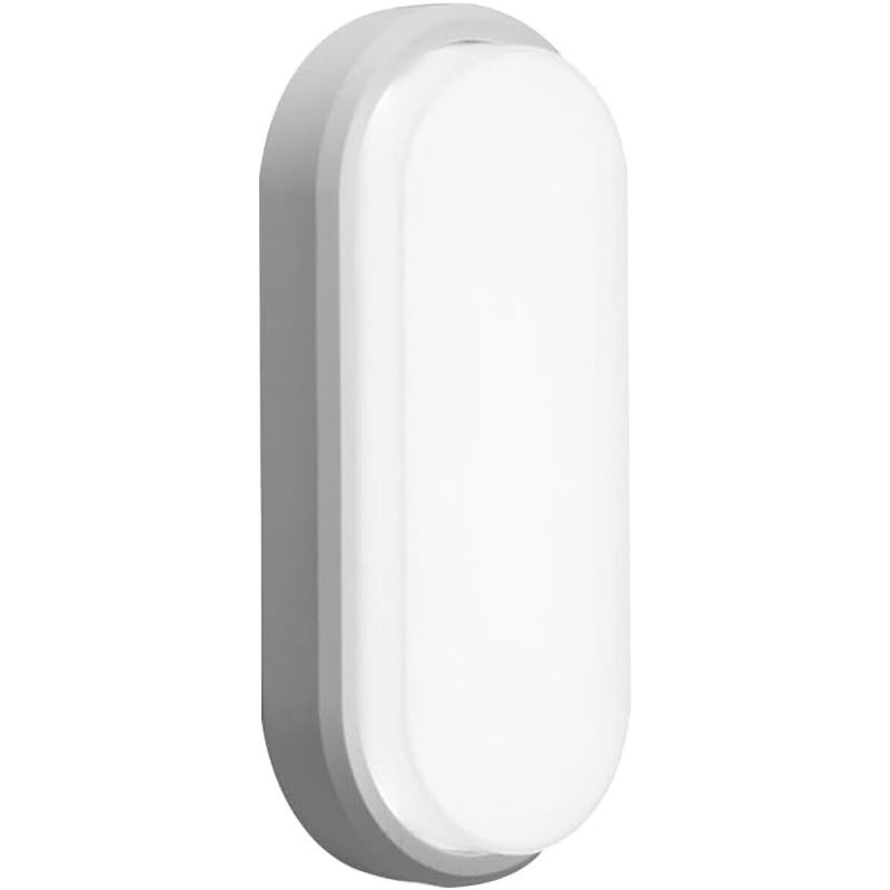 Biała lampa ścienna 19,5 x 9,5 x 5 cm, 1 sztuka, 12 W, 4000 K, światło neutralne, akrylowa, mała owalna lampa sufitowa LED, wodoodporna