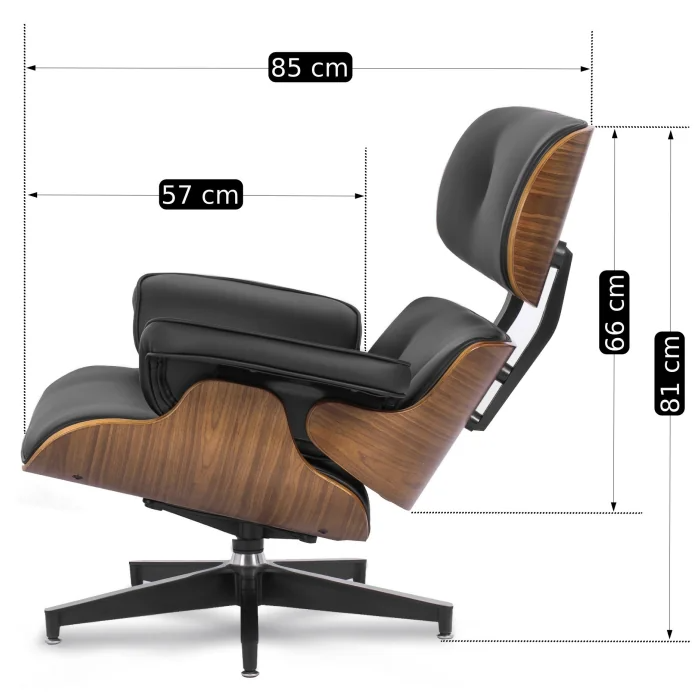 Fotel z Podnóżkiem Wypoczynkowy Gabinetowy Loftowy Elegancki Orzech PALERMO - 8
