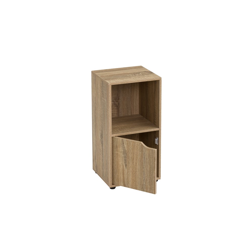 Set de 2 mesitas de noche con 1 puerta de madera DM de 30x29x61 cm - 2