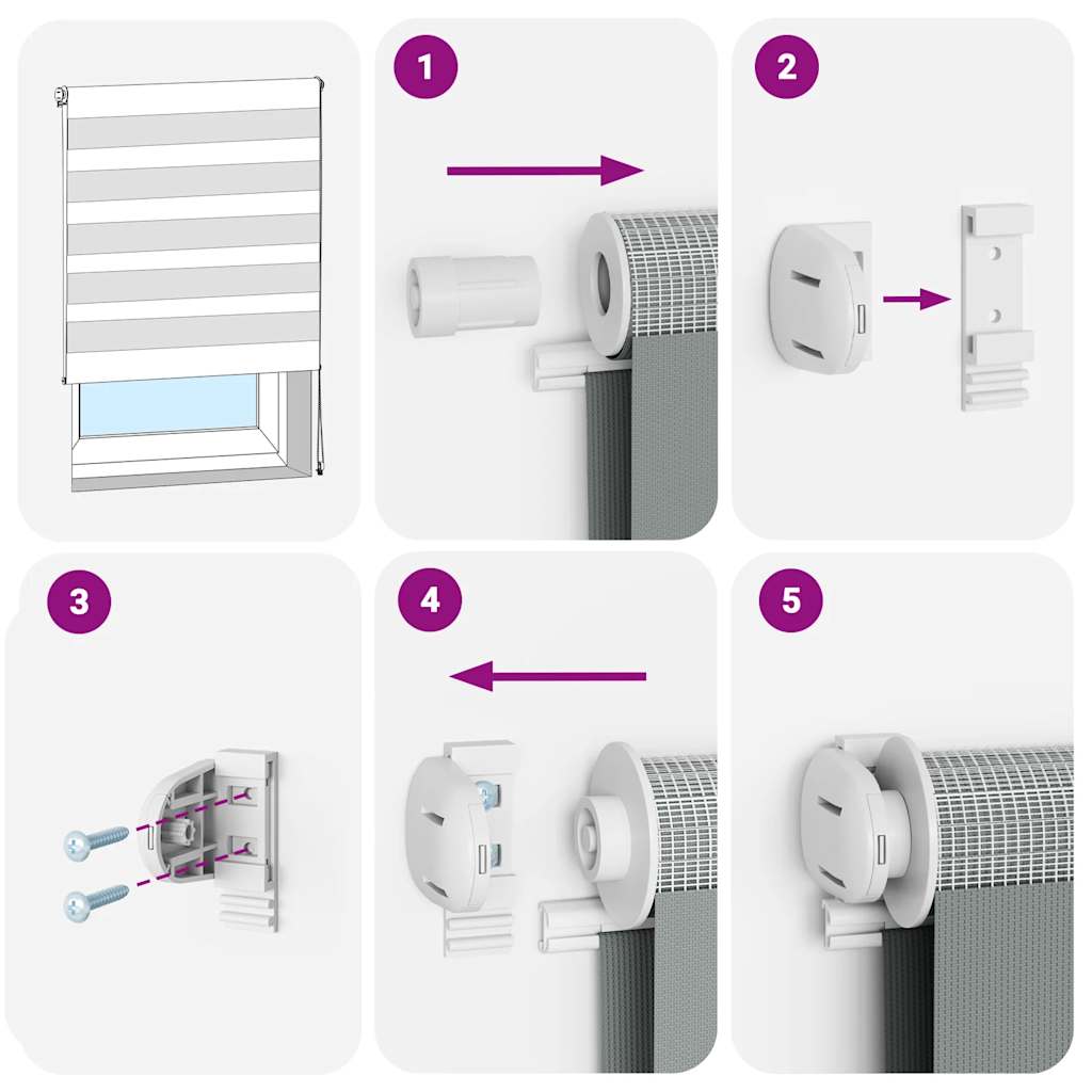 Tenda a Rullo Zebra Larghezza Tessuto 125,9 cm Poliestere vidaXL - 7
