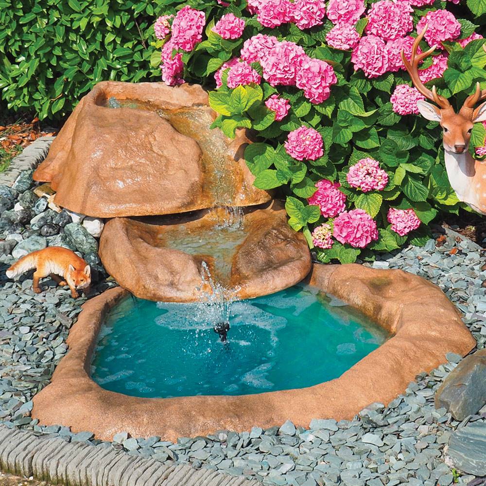Set Fontana A Cascada Eder | Con Pompa E Tubo | 3 Pezzi Beige/Marrone | Per Giardino E Stagno - Foto 7
