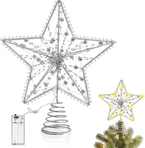 Étoile Lumineuse De 25 Cm Pour Cimier De Sapin - 10 LEDs, 2 Modes (fixe/automatique) - Décoration Intérieure/extérieure