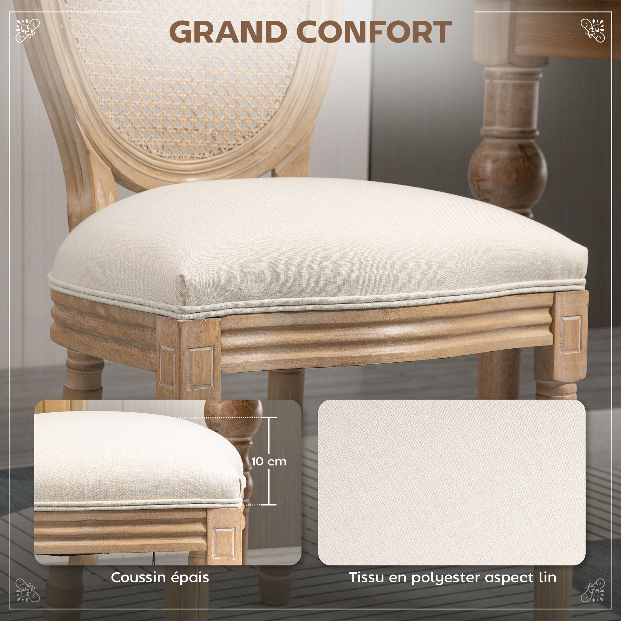 Chaise de salle à manger tissu polyester 2 places HOMCOM - 5