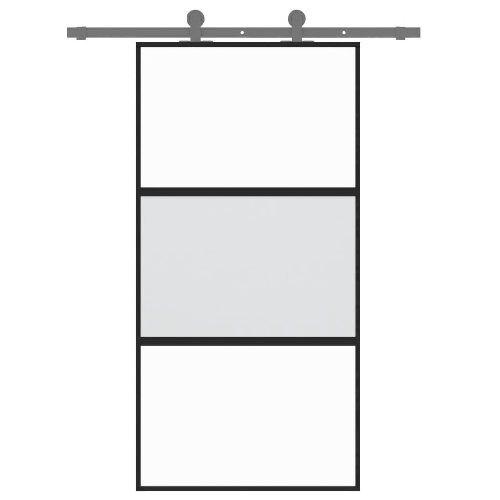 Puerta corredera | Puerta de la cocina vidrio templado y aluminio negra 102,5x205 cm CFW31202 - 3