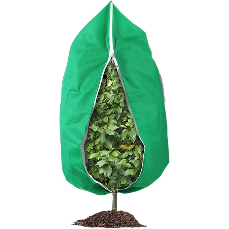 Osłona mrozoodporna na rośliny - Osłona na rośliny na zimę - ze ściągaczem i zamkiem błyskawicznym - 60 cm x 80 cm Zielony