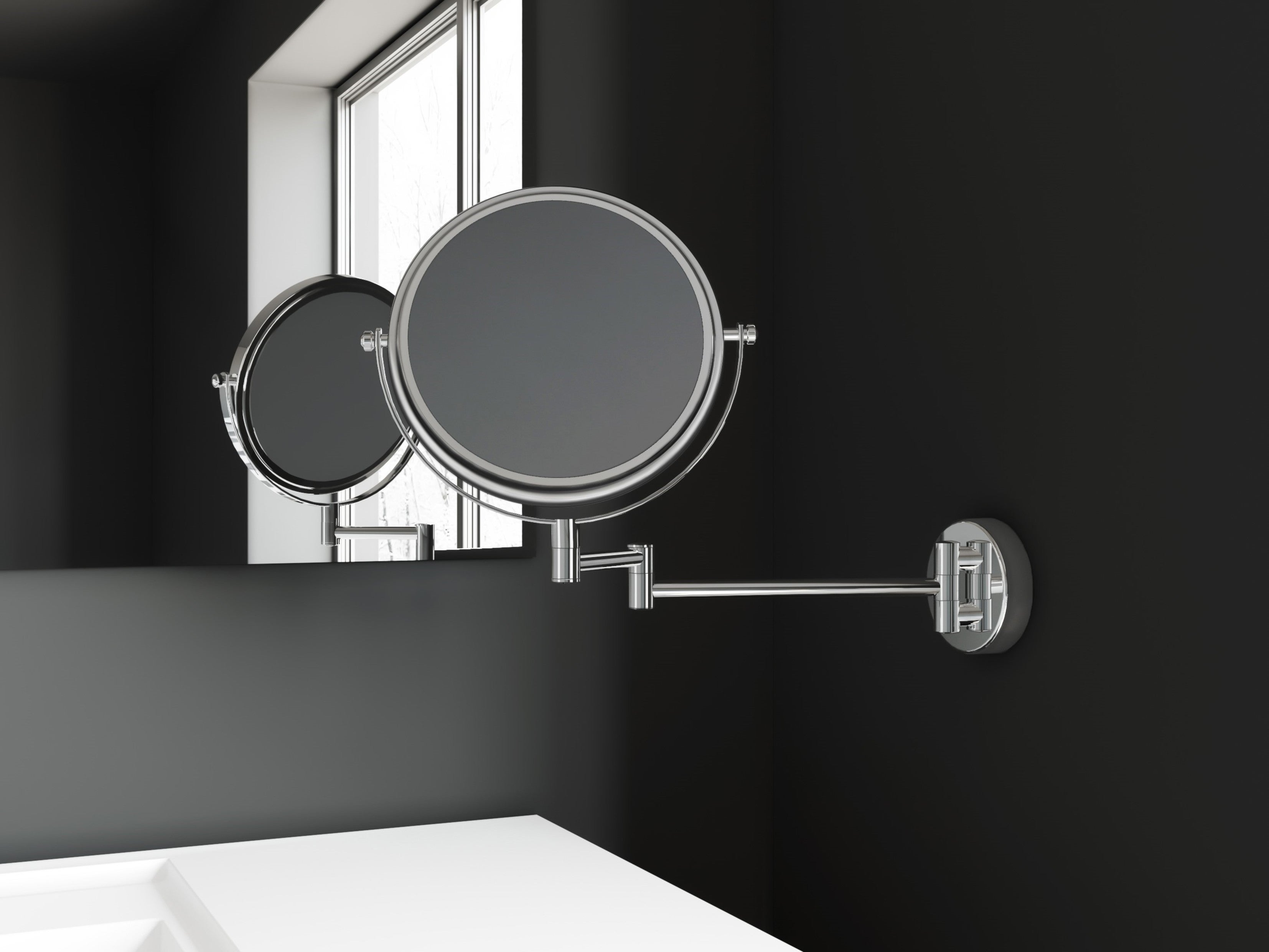 COSMIC Miroir grossissant Salle de Bain Finition Noire Mate Idéal pour