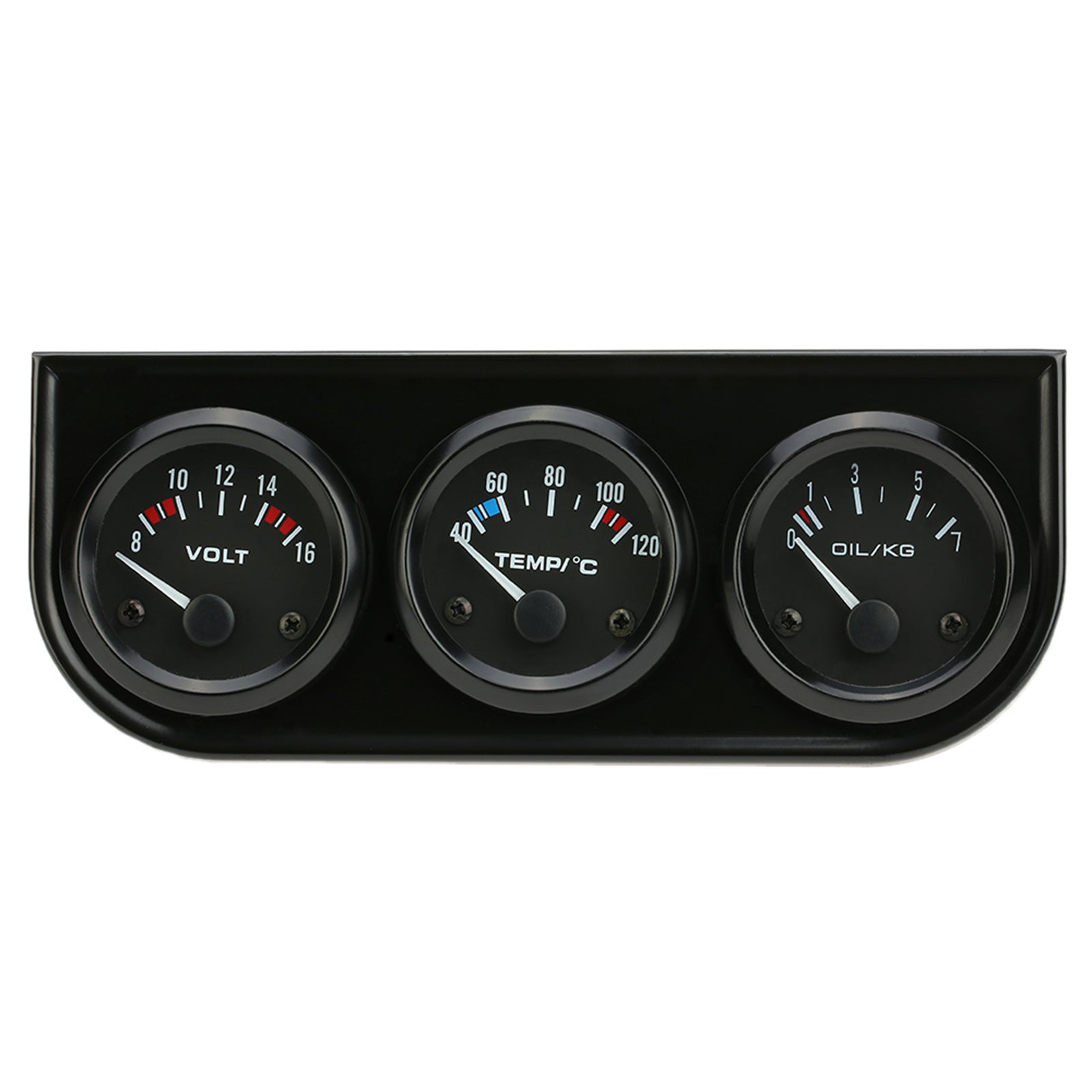 Kit Triple Jauge Voltmètre, Température Eau, Pression Huile - Pour Voiture 12V, Fond Noir, Pointeur Blanc, Facile à Lire