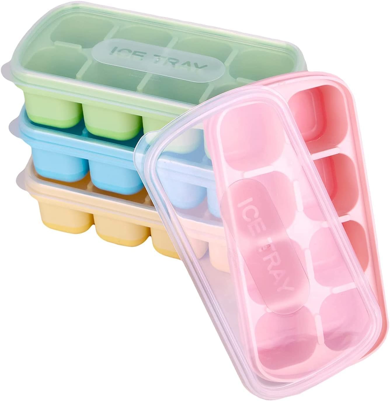 3 Vassoi Per Cubetti Di Ghiaccio In Silicone Con Coperchio, Impilabili, Facili Da Sformare, Per Cocktail E Whisky