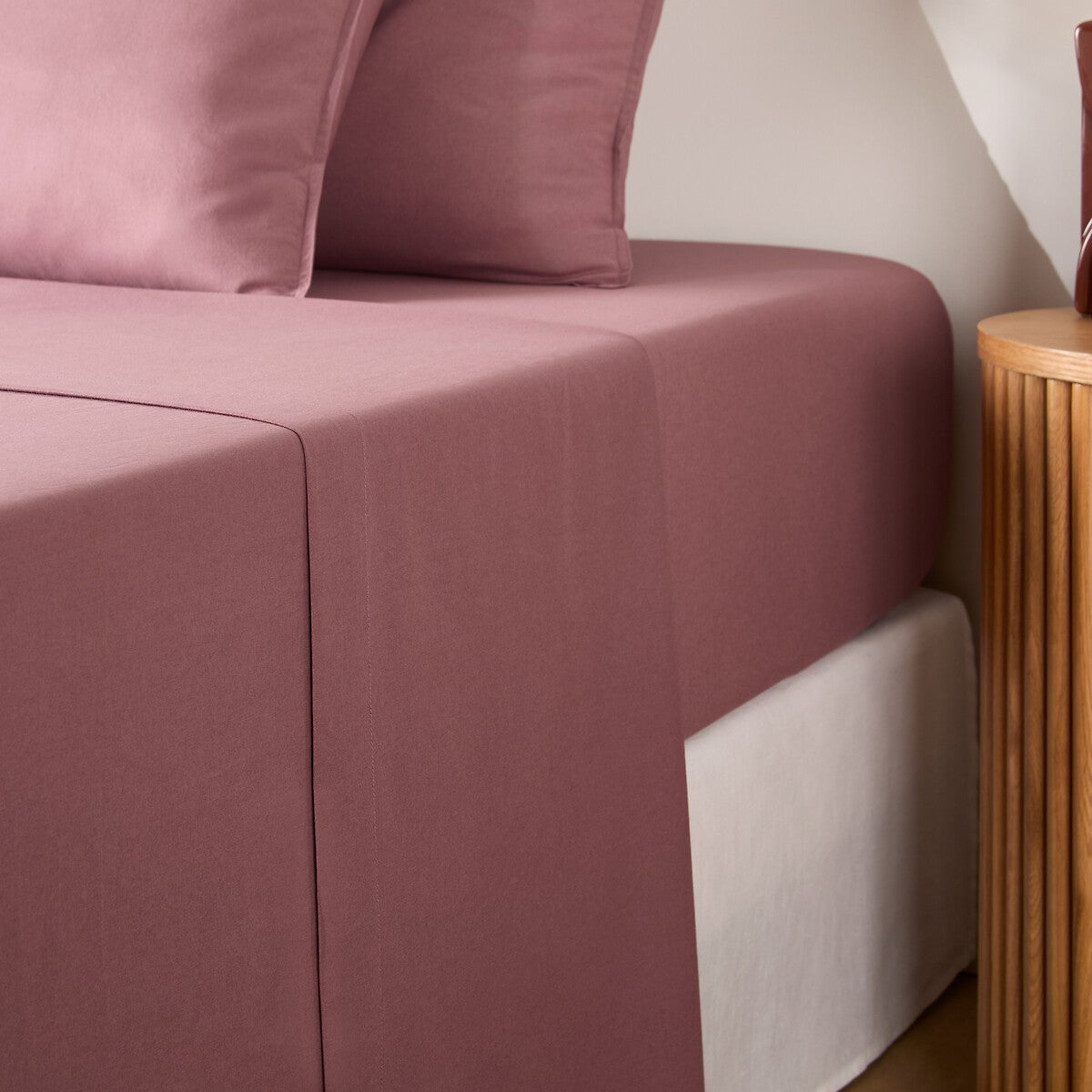 Drap plat uni en coton lavé, Scenario - Figue - 270 x 290 cm | Leroy Merlin