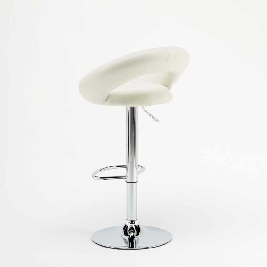 Sgabello da bar cucina alto girevole regolabile poggiapiedi Chicago - Bianco - 4