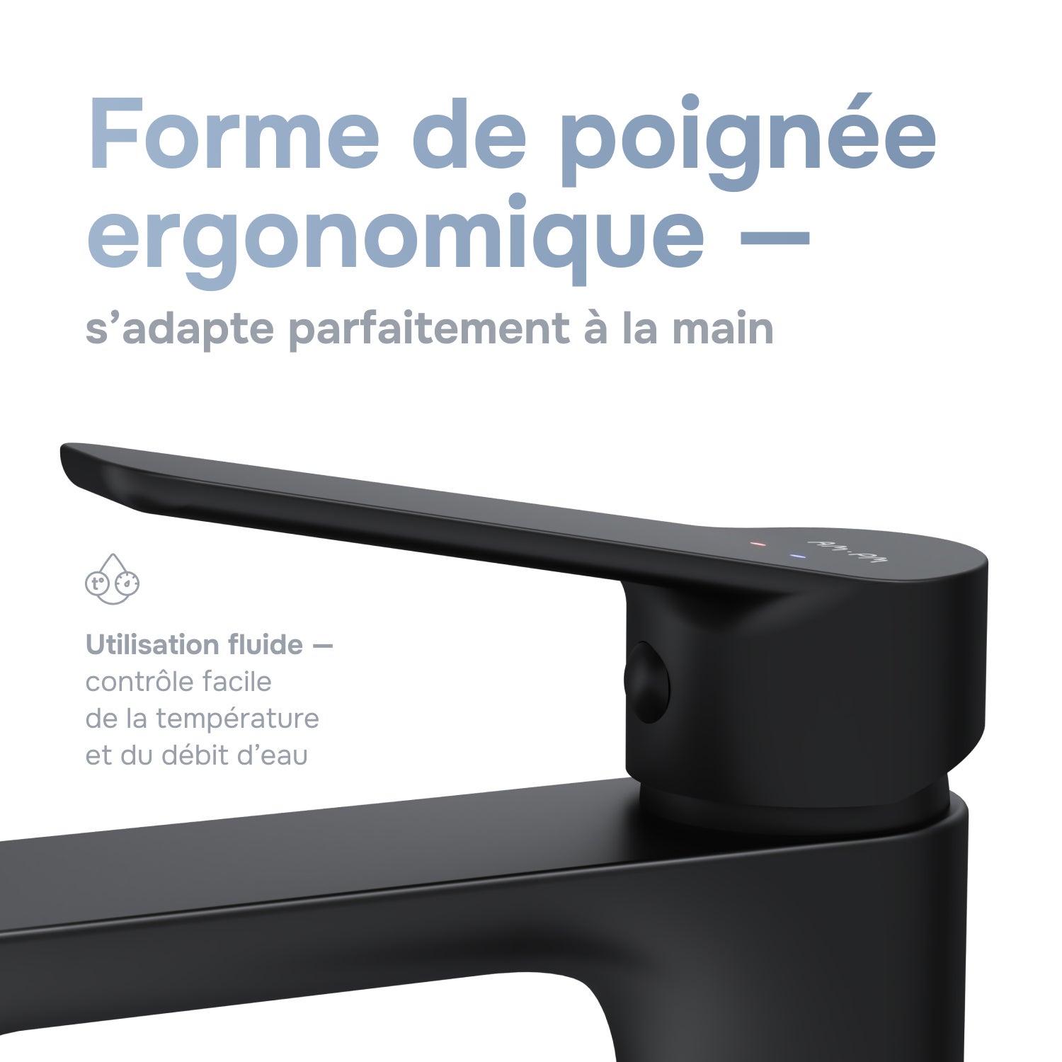 Mitigeur de Lavabo, Robinet de Lavabo, Mitigeur Salle de Bain Robinet de lavabo, Noir, Hit taille S, FTA02122 AM.PM - 4