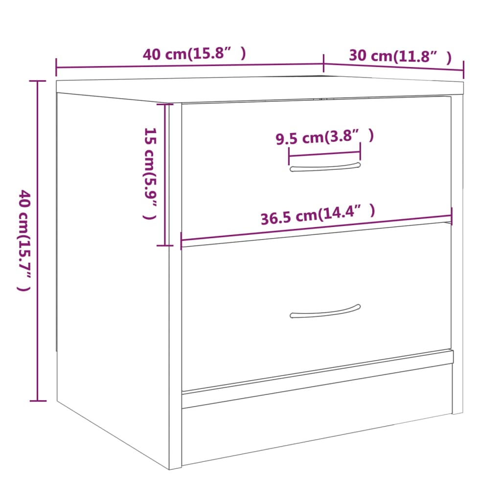vidaXL Table de chevet Chêne fumé 40x30x40 cm Bois d'ingénierie - 7