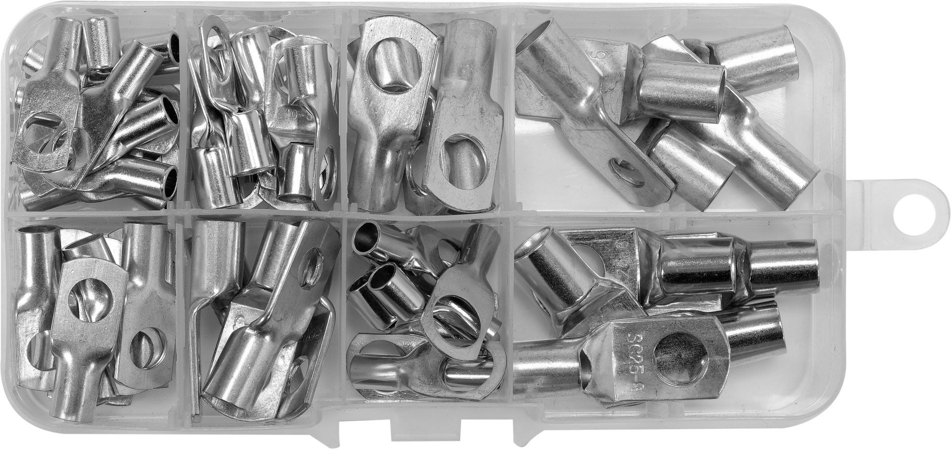 ASSORTIMENT DE 65 COSSES DE MASSE EN CUIVRE ETAME POUR CABLE DE 6 A 25 assortiment-de-65-cosses-de-masse-en-cuivre-etame-pour-cable-de-6-a-25