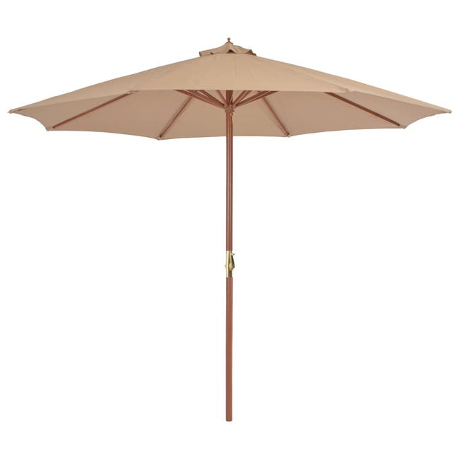 Parasol d'extérieur avec mât en bois 300 cm taupe | Leroy Merlin